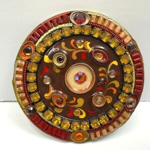 VTG Adaya Brooch Pin Beaded Rhinestone Embellished Silver Tone Jewelry 1 3/4 in